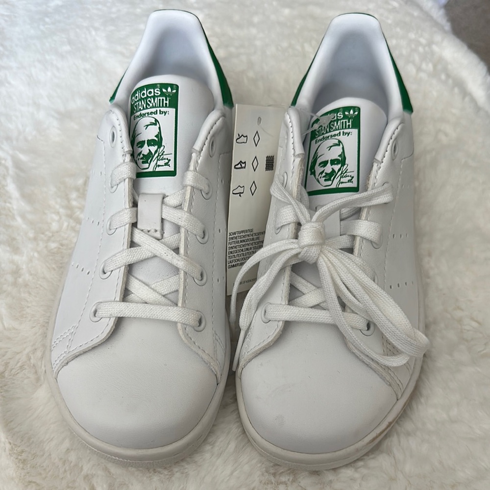 Adidas Stan Smith White and Green Sneakers